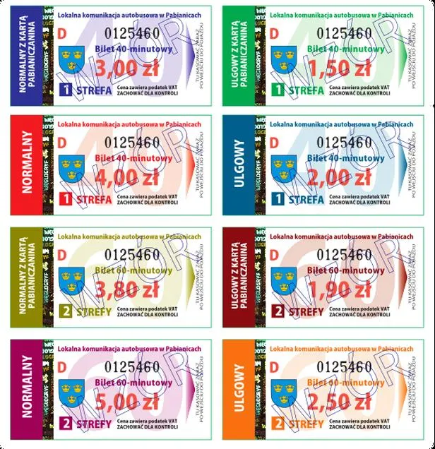 Rodzaje biletów komunikacyjnych